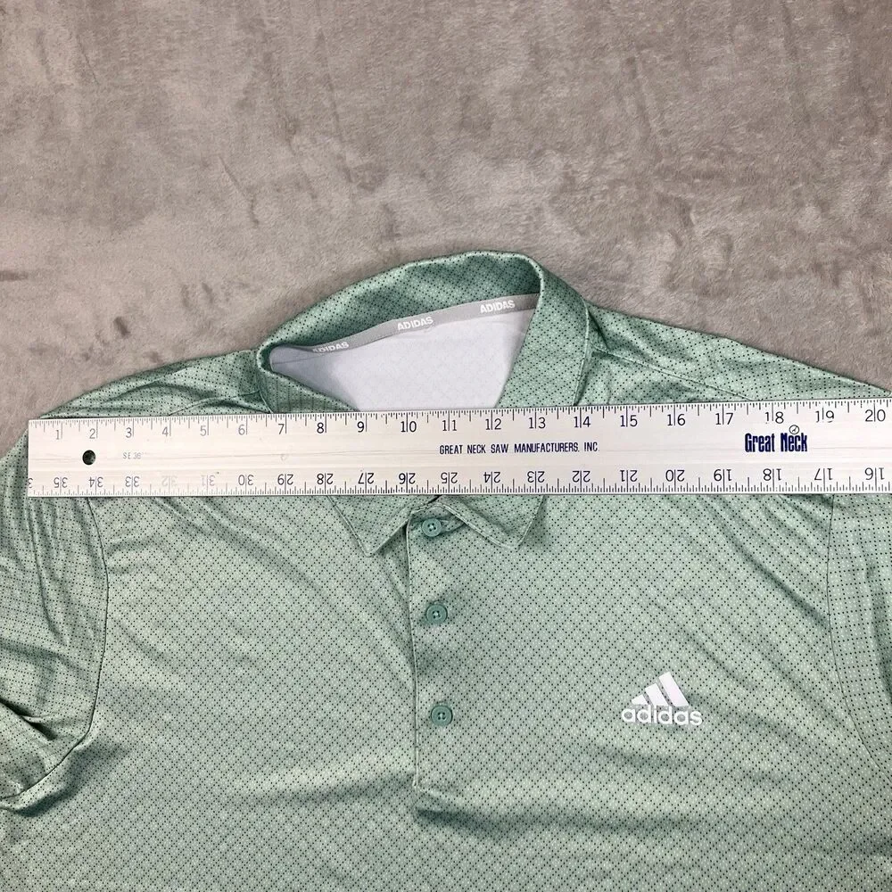 Adidas Performance Golf Polo Shirt Mens XL Green Geometric Stretch Activewear